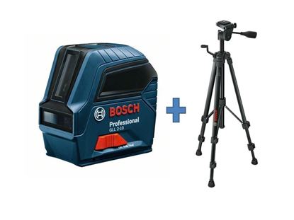 Снимка на Лазерен нивелир BOSCH GLL 2-10+Строителен статив Bosch BT 150 Professional 