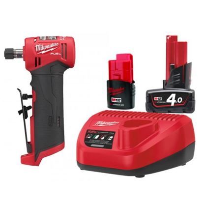 Снимка на АКУМУЛАТОРЕН ЪГЛОВ ПРАВ ШЛАЙФ Milwaukee M12FDGA-422B,1 бат. 2.0Ah,1 бат. 4.0Ah,зарядно, 4933471439