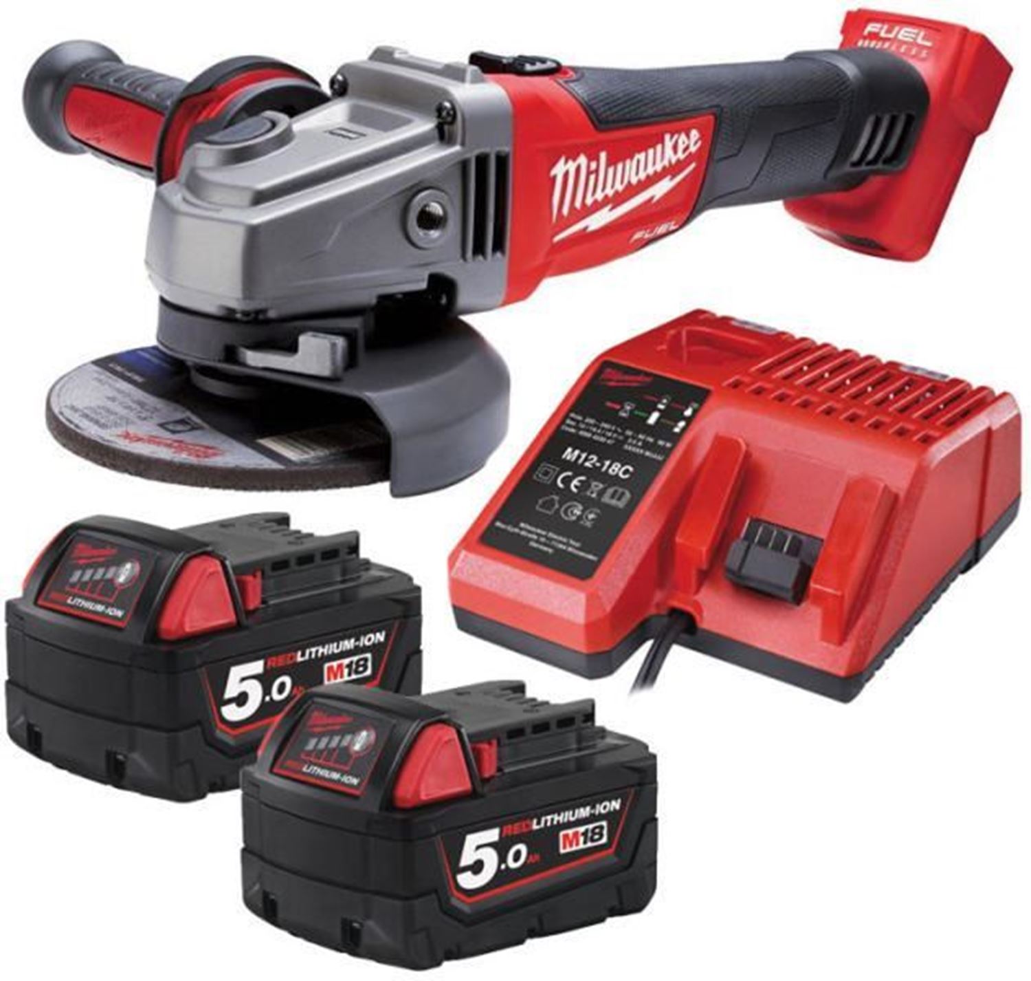 Снимка на Акумулаторен ъглошлайф Milwaukee M18CAG125X-502X,2 батерии 5.0Ah ,4933448866