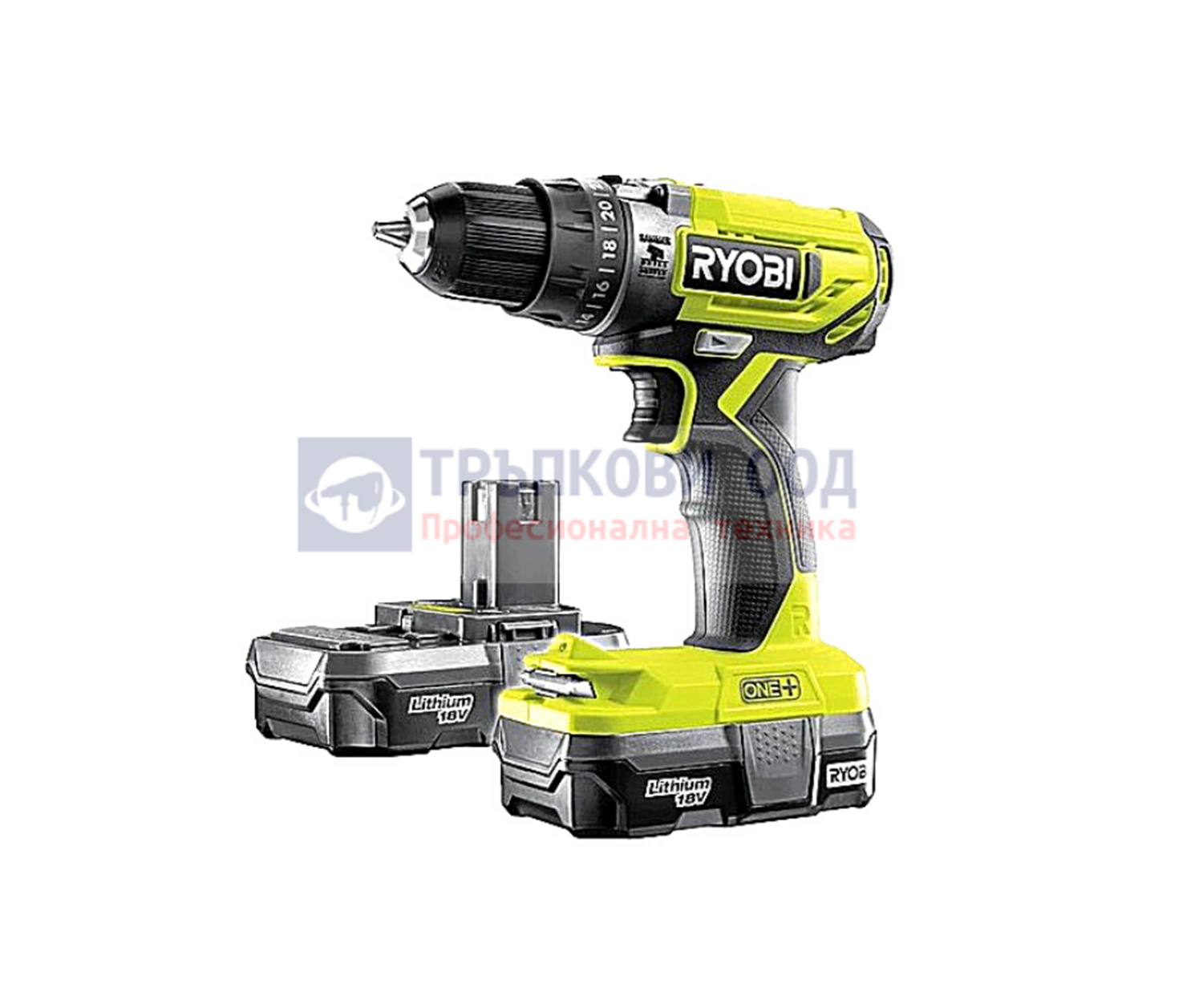 Снимка на Акумулаторен винтоверт RYOBI R18PD2-213G,18V,2x1.3Ah,5133003824