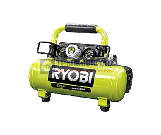 Снимка на Акумулаторен компресор RYOBI R18AC-0,макс. налягане 8,3 бара, 120 PSI, вместимост на резервоара 3,8 л, въздушен поток 15 л /сек,без батерия и зарядно,5133004540
