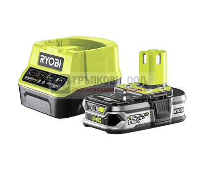 Снимка на Акумулаторен сет RYOBI RC18120-115 Li-Ion battery ONE+ 18V,1.5Ah + ЗАРЯДНО,5133003357