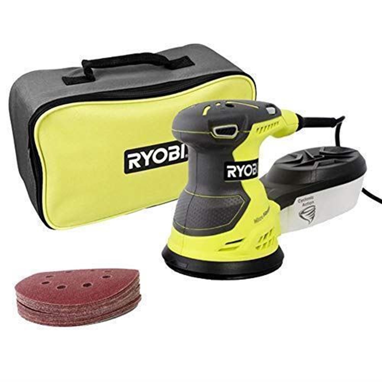 Снимка на Ексцентършлайф RYOBI ROS300A,300W, 20 x шкурки в мека чанта , 5133001142