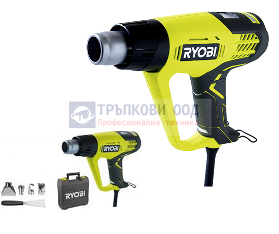 Снимка на Пистолет за горещ въздух RYOBI EHG2020LCD,2.000W,2 настройки,4 дюзи, Куфар , 5133001730