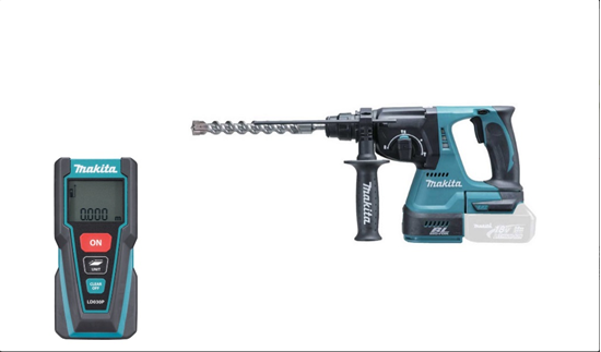 Снимка на Перфоратор акумулаторен Li-Ion с SDS-plus Makita, DHR243Z(само машина) + лазерна ролетка LD030P