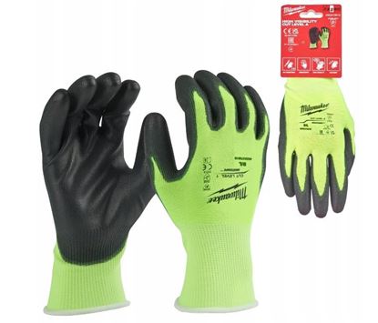 Снимка на Предпазни ръкавици с висока видимост Milwaukee HI-VIS със защита от сряз ниво-1 размер 9/L, 4932479918