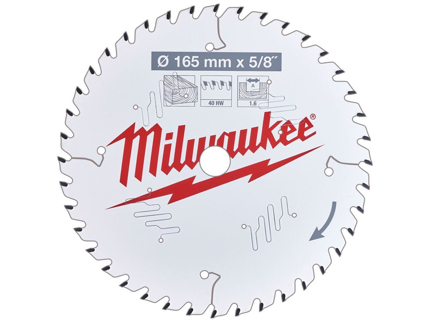 Снимка на Циркулярен диск за дърво Milwaukee 165x5/8"x1.6x40-зъба 4932471312