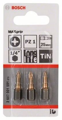 Снимка на Накрайник за винтоверт, Max Grip Bit 3бр. PZ1 x 25, 2607001591