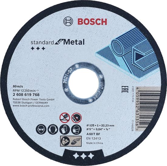 Снимка на Диск за рязане Standart for Metal прав, A 60 T BF, 125 mm, 22,23 mm, 1,0 mm,2608619768
