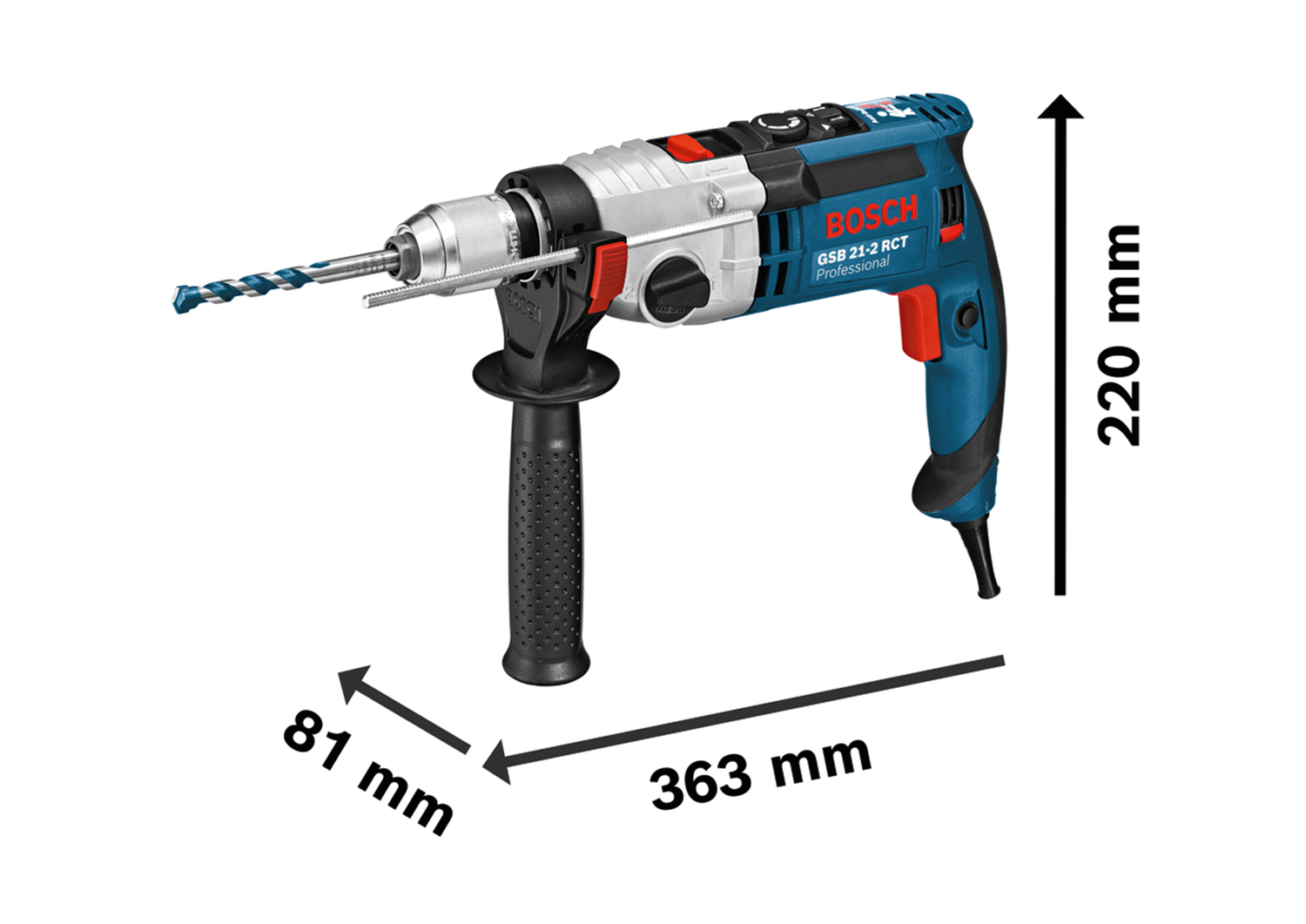 Снимка на Двускоростна ударна бормашина Bosch GSB 21-2 RCT 060119C700