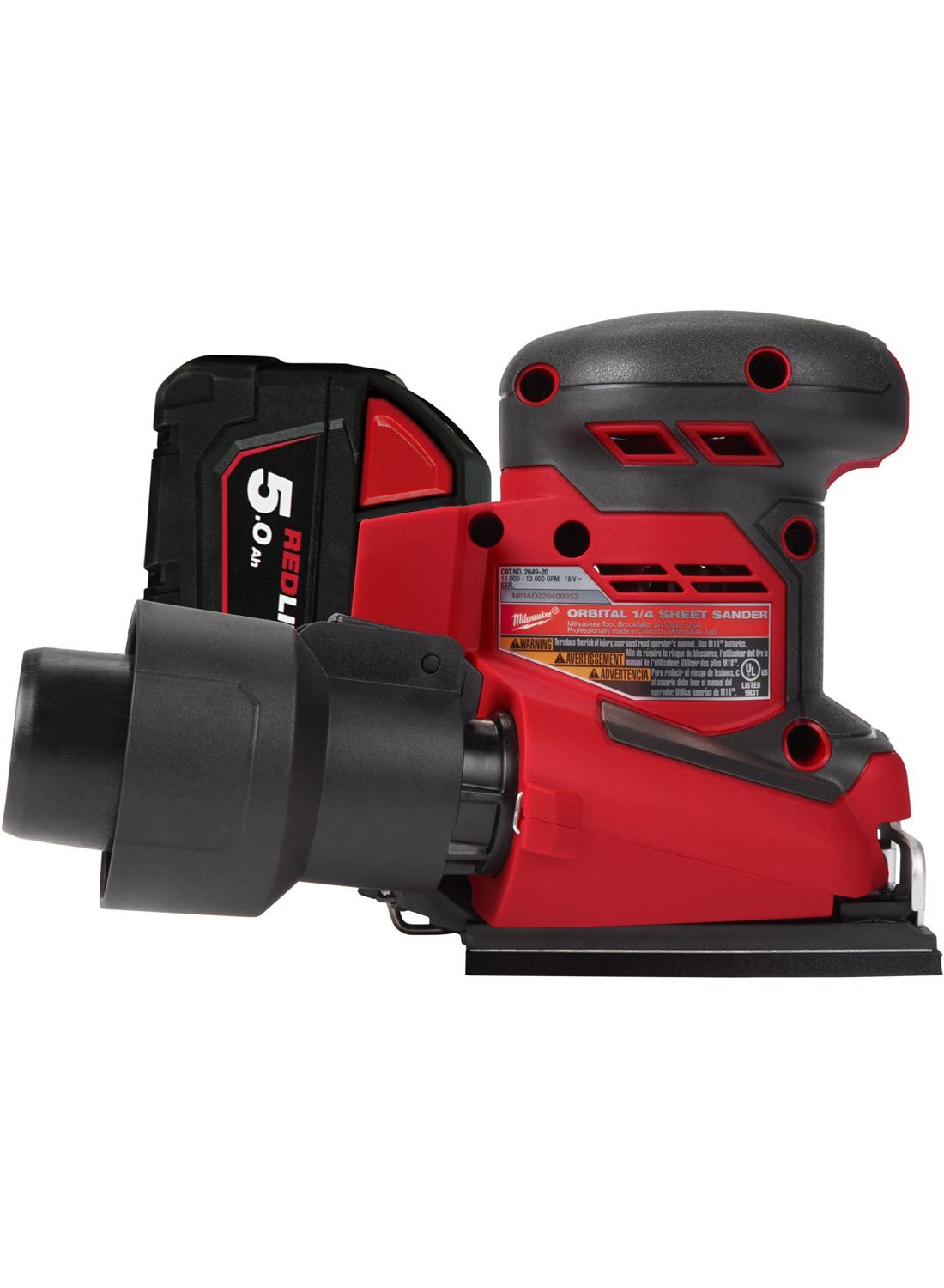 Снимка на Акумулаторен виброшлайф Milwaukee M18BQSS-502B, бат. 2бр.x M18B5 5.0Ah, зар. M12-18C, чанта, 4933479967