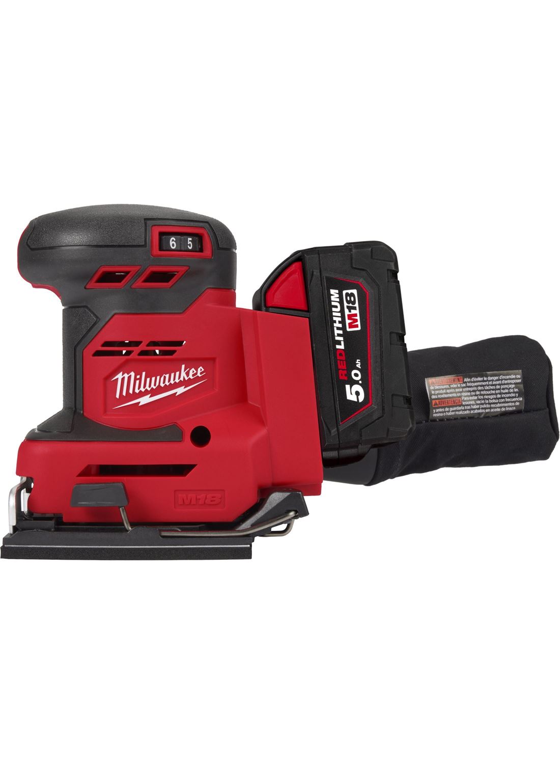 Снимка на Акумулаторен виброшлайф Milwaukee M18BQSS-502B, бат. 2бр.x M18B5 5.0Ah, зар. M12-18C, чанта, 4933479967