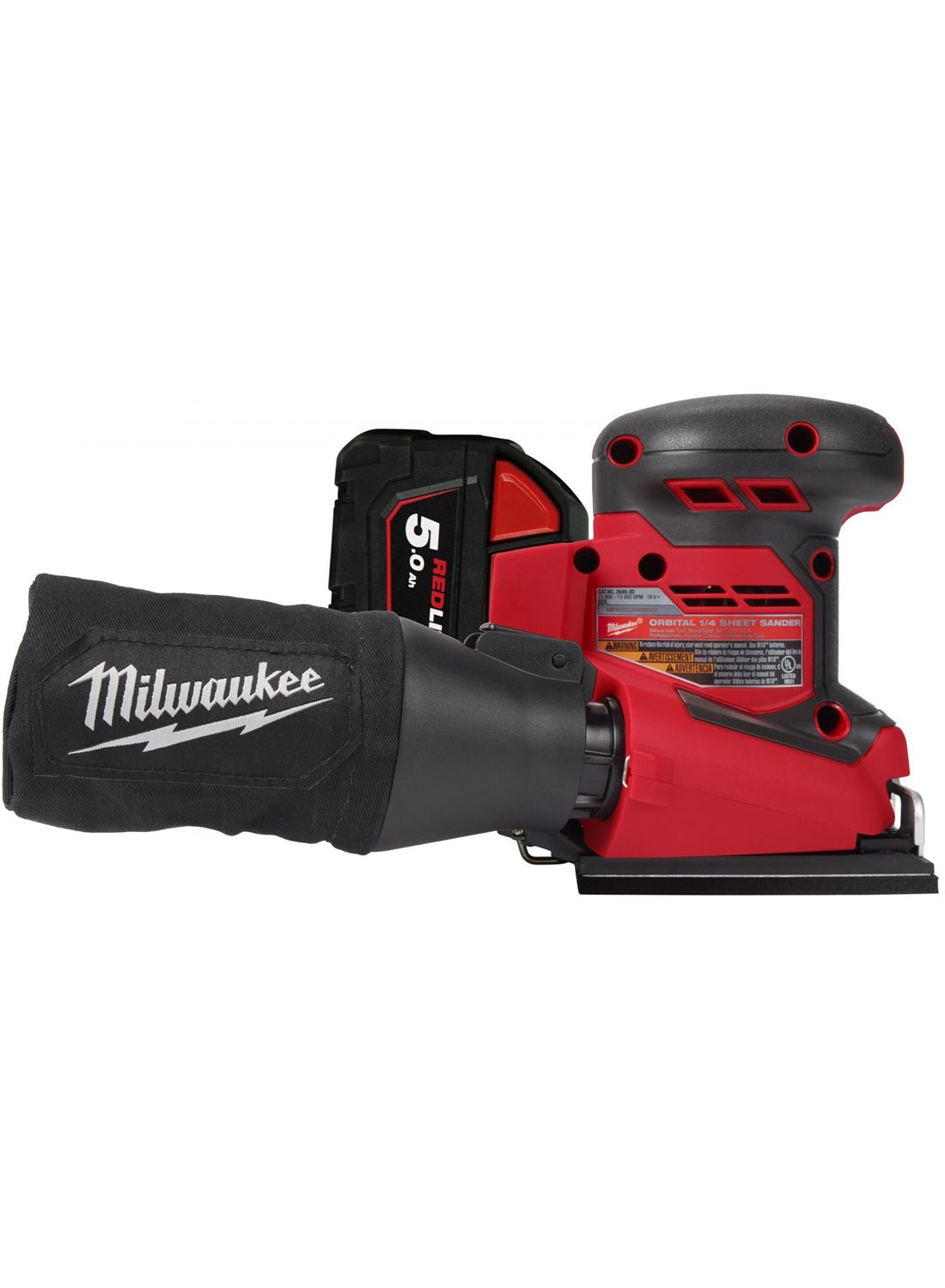 Снимка на Акумулаторен виброшлайф Milwaukee M18BQSS-502B, бат. 2бр.x M18B5 5.0Ah, зар. M12-18C, чанта, 4933479967