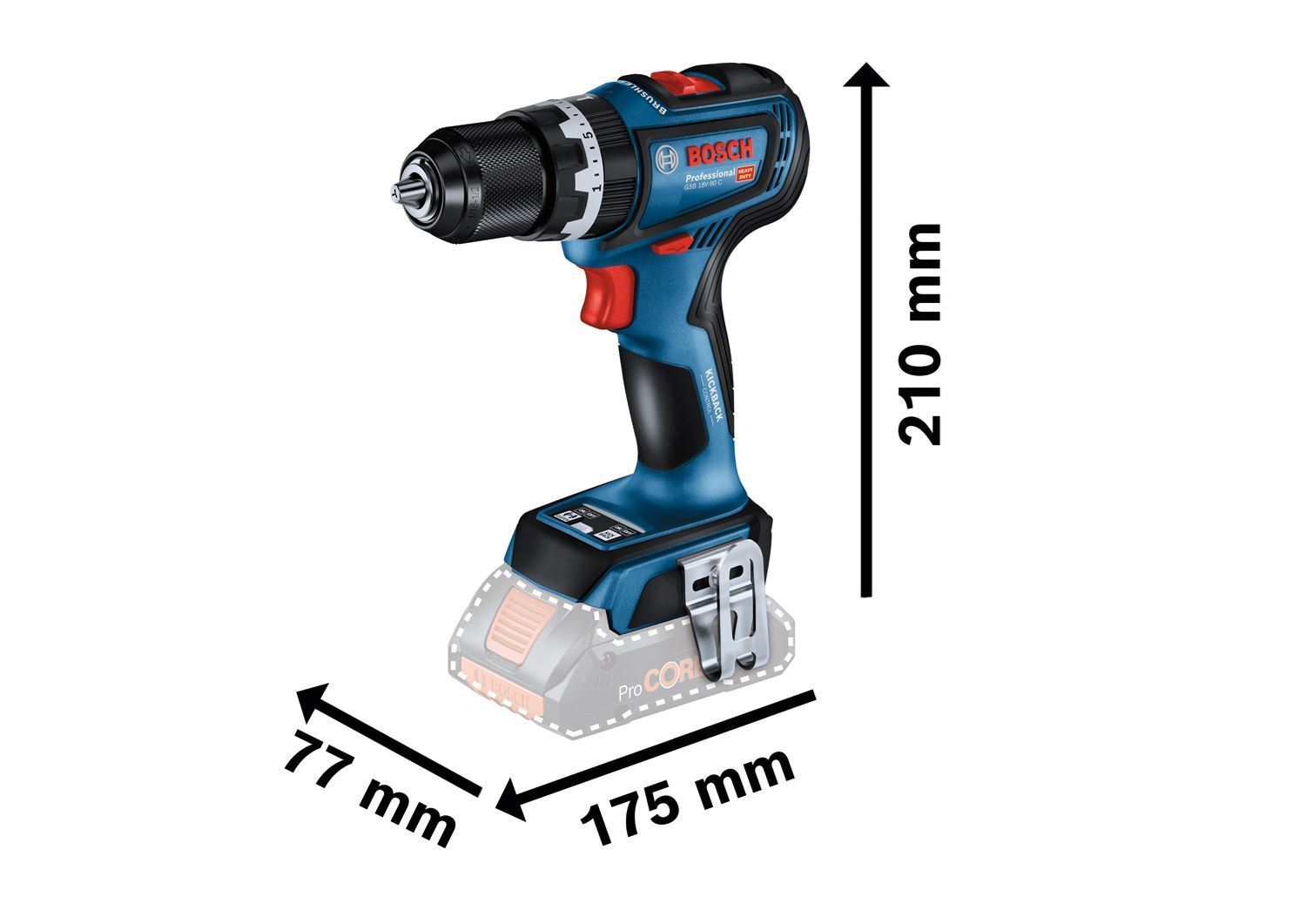 Снимка на Акумулаторен ударен винтоверт Bosch GSB 18V-90 C,Solo без батерия и зарядно устройство, L-Boxx 136, 06019K6102