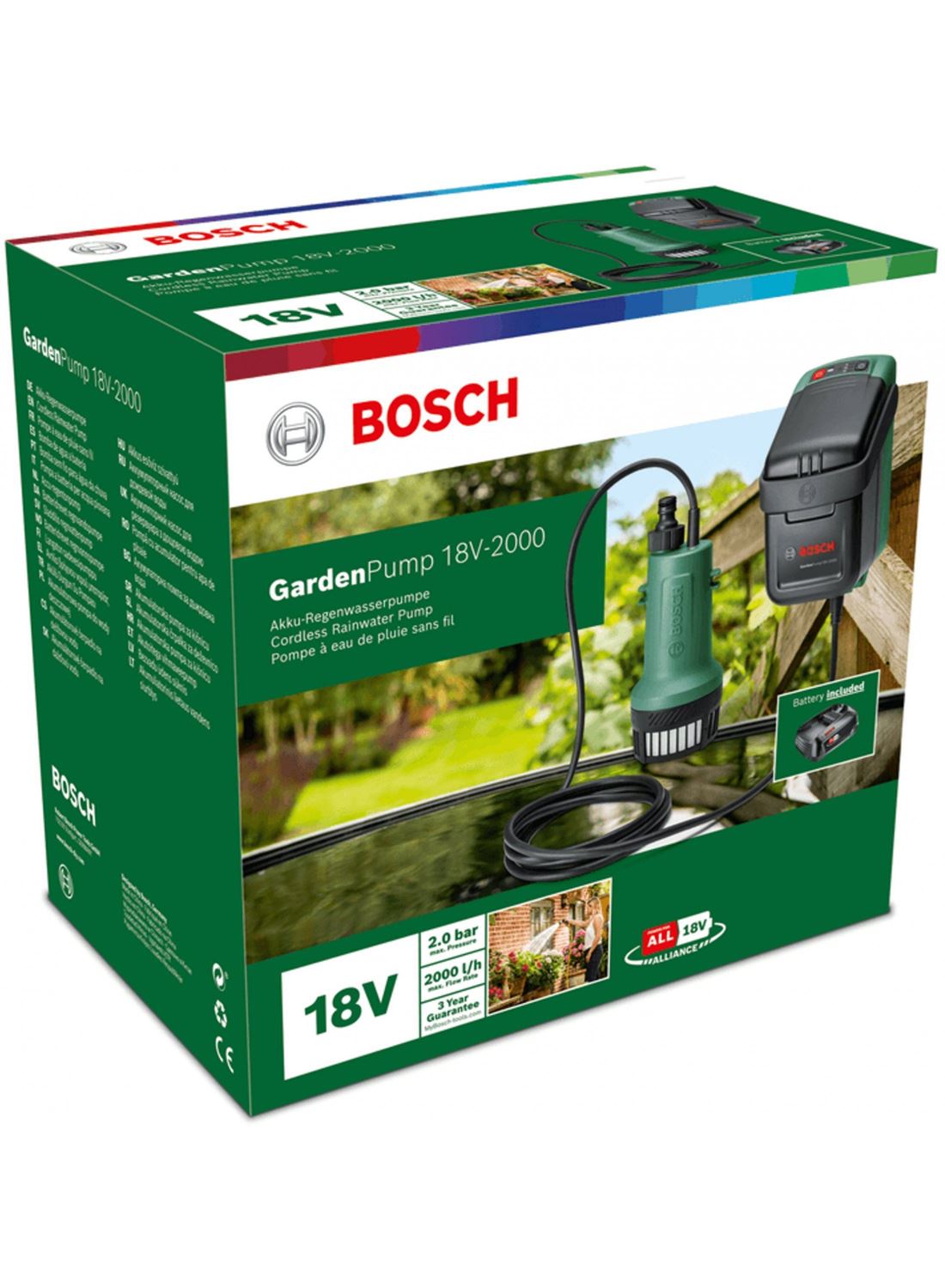 Снимка на Акумулаторна градинска помпа GardenPump 18V-2000,1x2.5Ah батерия,AL 1810 CV,Bosch,06008C4202 