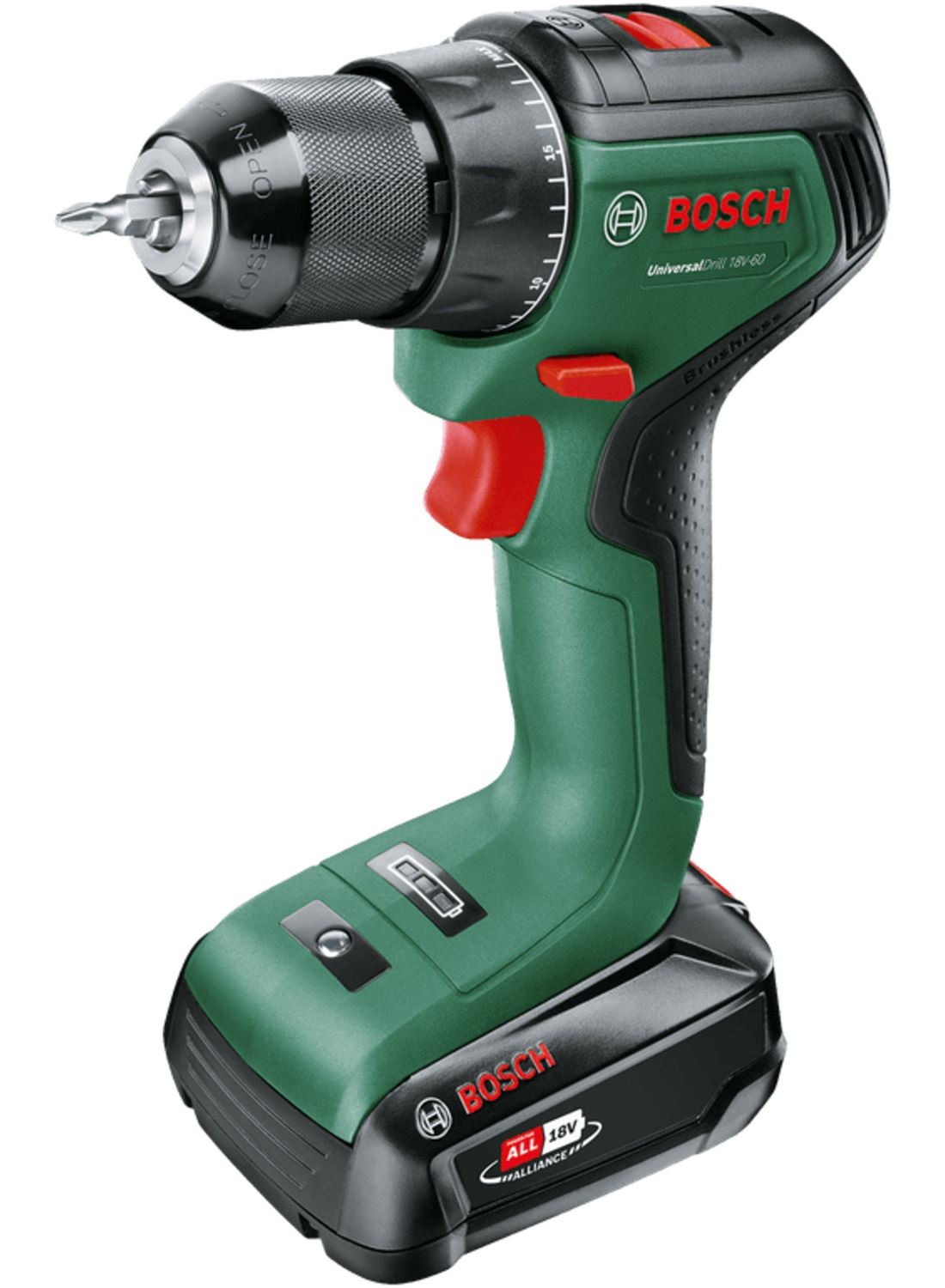 Снимка на Акумулаторен винтоверт UniversalDrill 18V-60,2x2,0Ah + AL 18V-20,куфар,06039D7002,Bosch