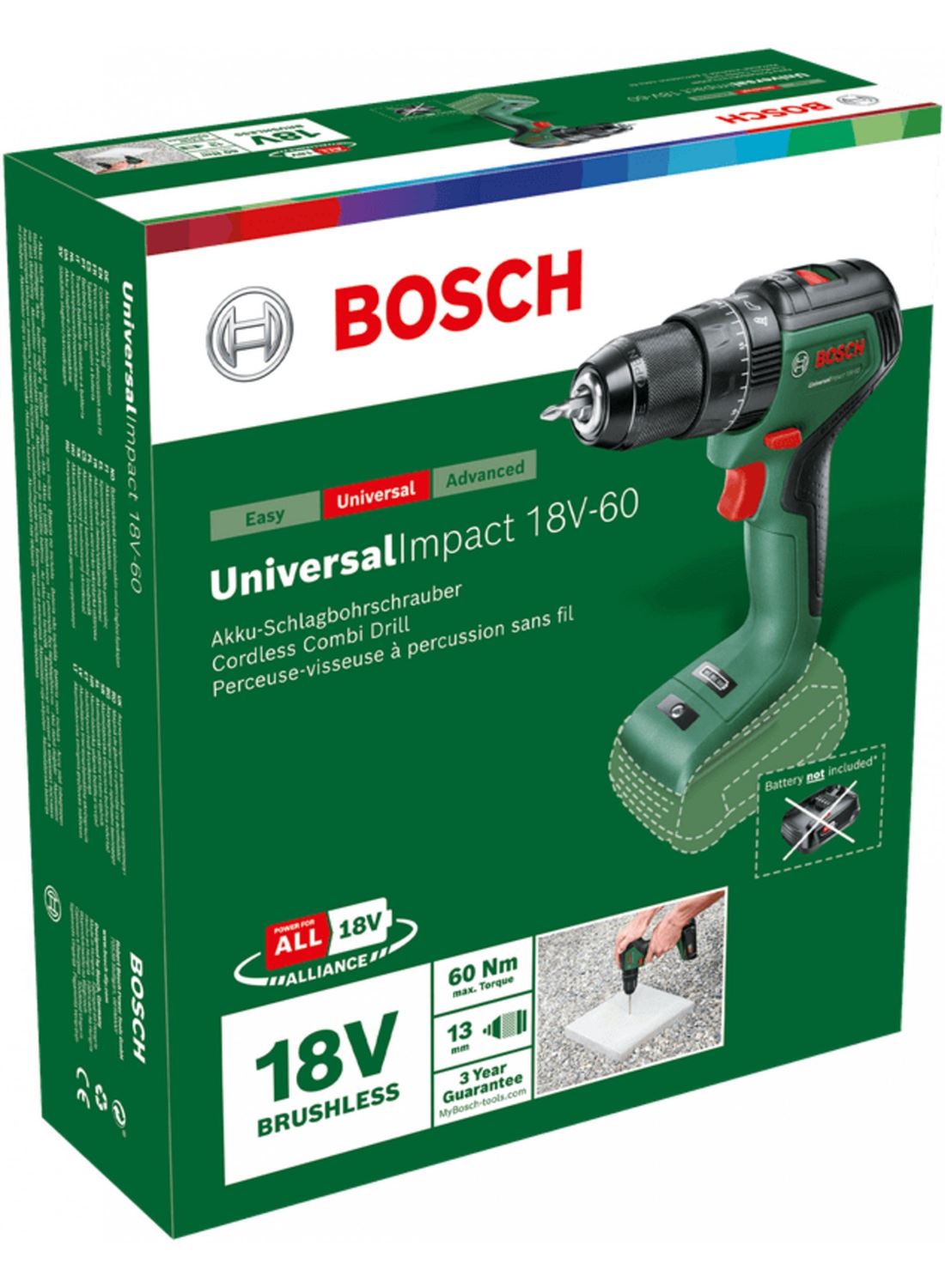 Снимка на Акумулаторен винтоверт UniversalDrill 18V-60,Solo,06039D7000,Bosch