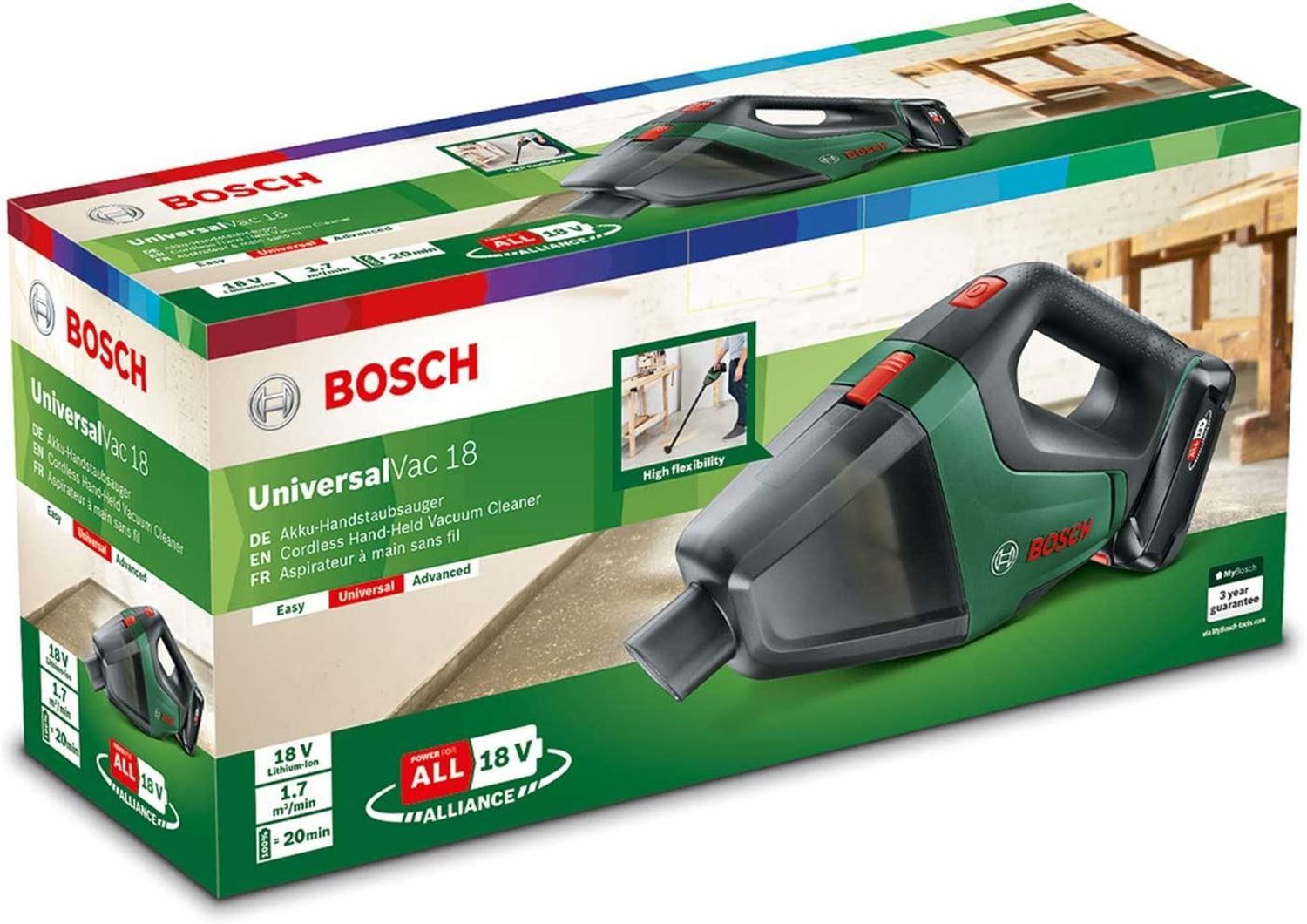 Снимка на Акумулаторна прахосмукачка UniversalVac 18V,1x2,5Ah батерия,06033B9103,Bosch