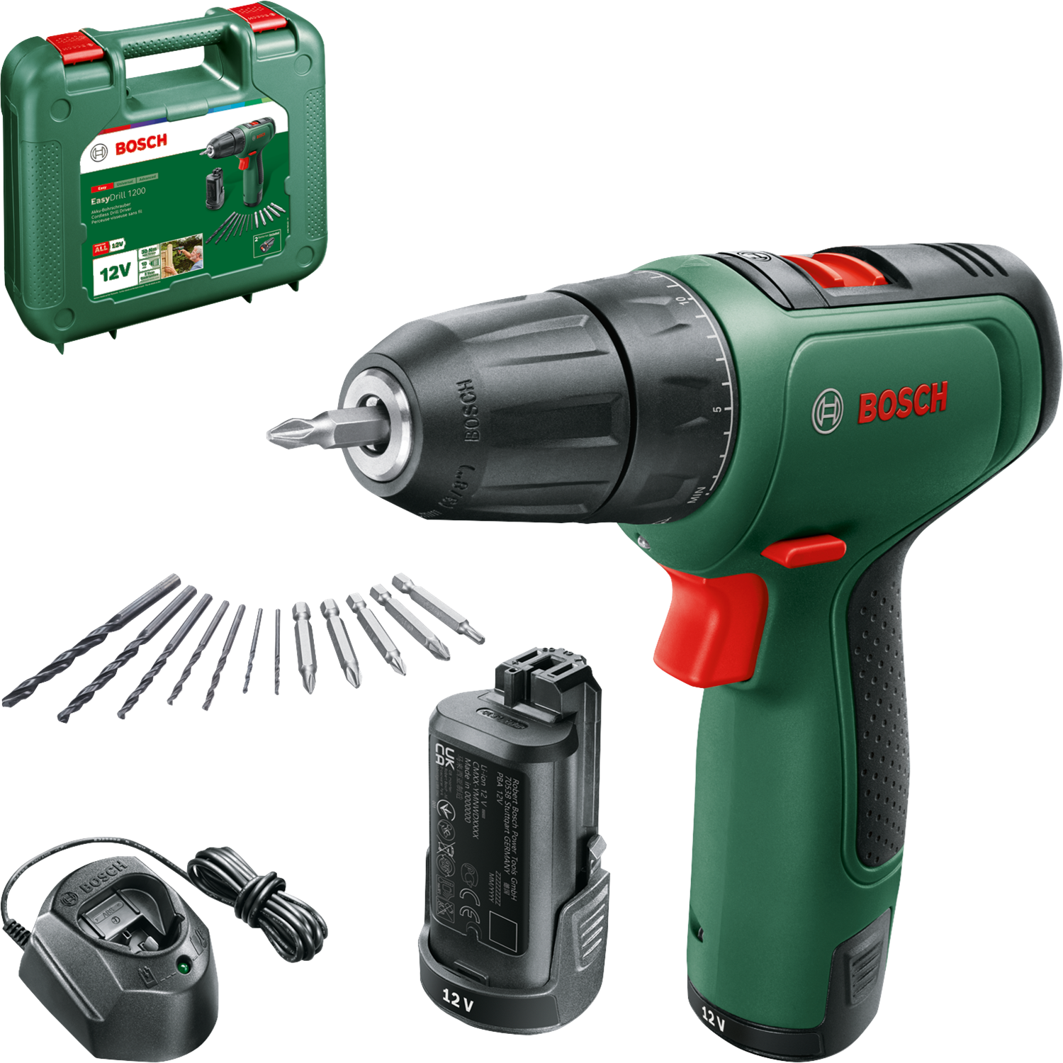 Снимка на Акумулаторен винтоверт EasyDrill 1200 12V,2x1,5 батерии + комплект консуамтиви 34 бр.,Куфар,06039D3008,Bosch