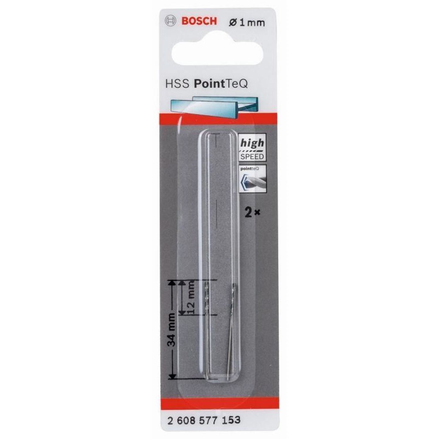 Снимка на HSS Свредло за метал PointTec 1.0mm,2 броя,2608577153,Bosch