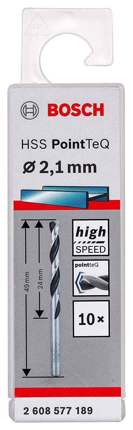 Снимка на HSS Свредло за метал PointTec 2.1mm,10 броя,2608577189,Bosch