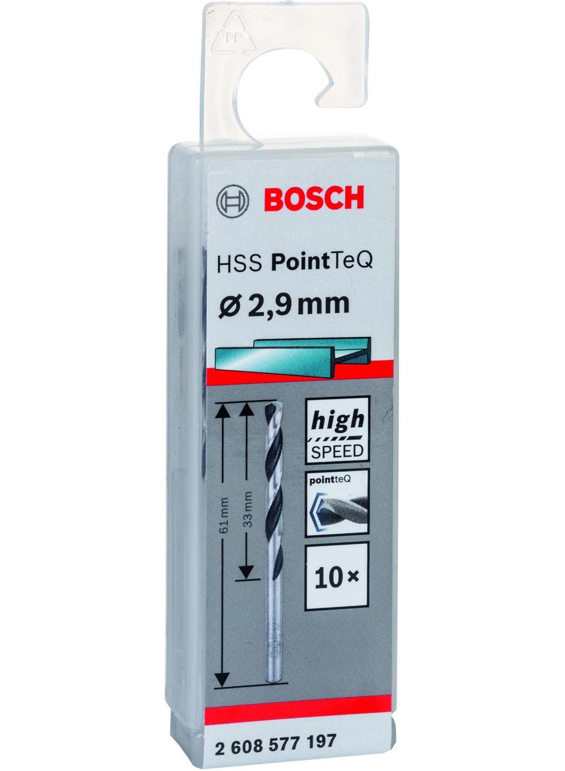 Снимка на HSS Свредло за метал PointTec 2.9mm,10 броя,2608577197,Bosch