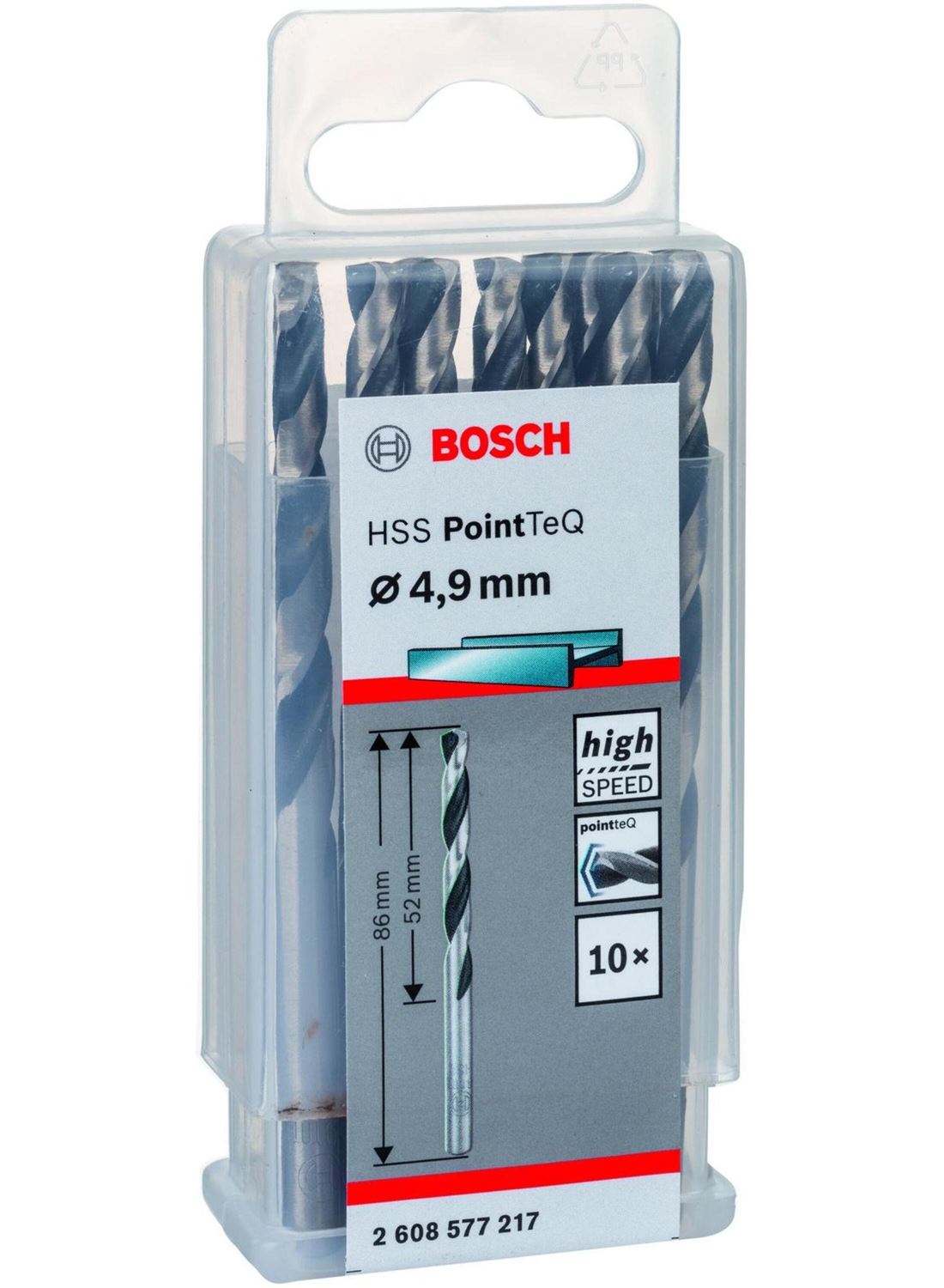 Снимка на HSS Свредло за метал PointTec 4.9mm,10 броя,2608577217,Bosch