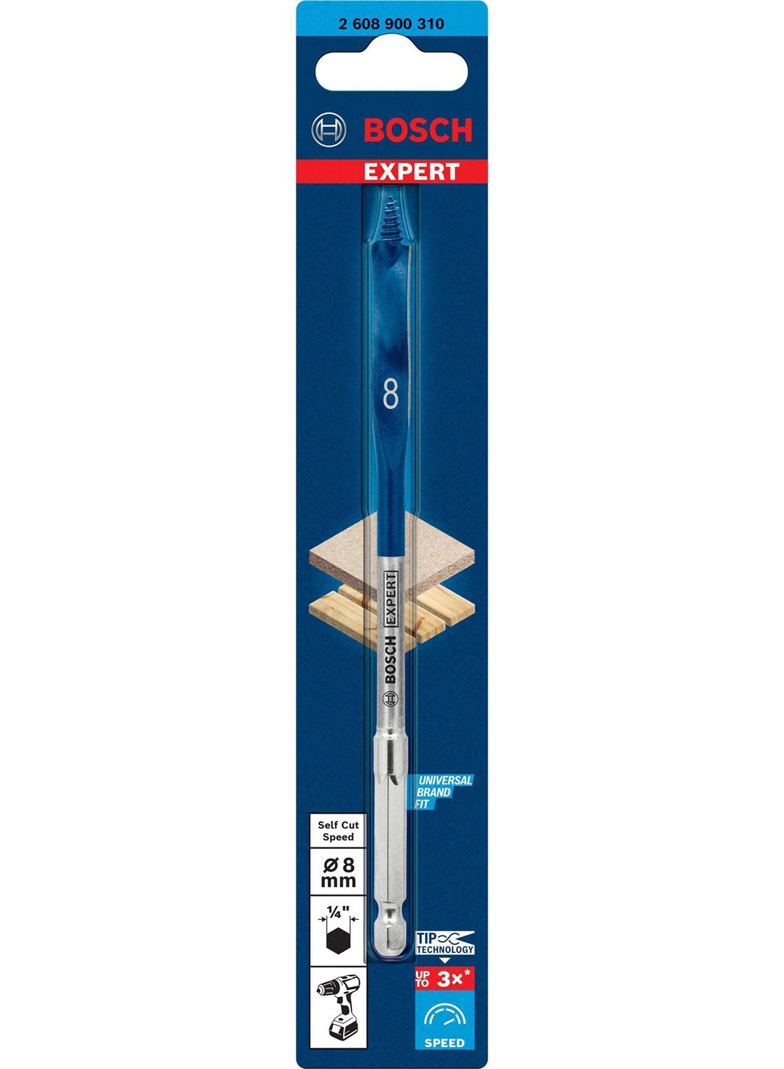 Снимка на EXPERT Плоско фрезово свредло Self Cut Speed шестостен,8x152 mm,2608900310,Bosch