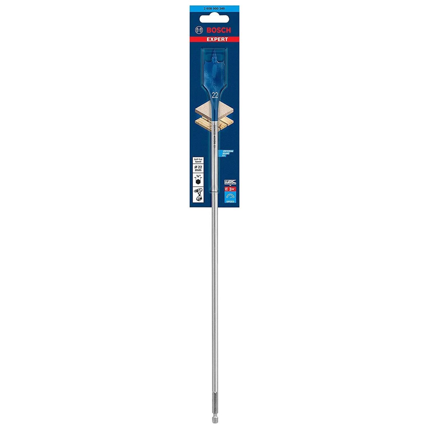 Снимка на EXPERT Плоско фрезово свредло Self Cut Speed шестостен 22x400 mm,2608900348,Bosch