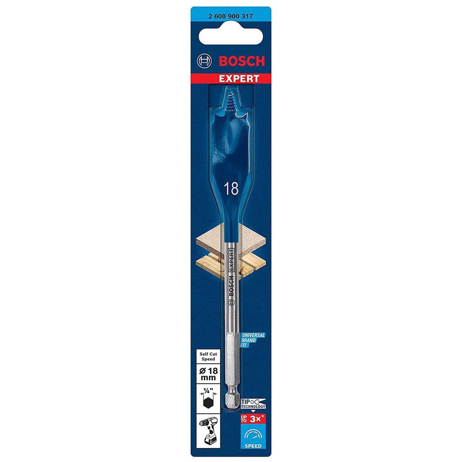 Снимка на EXPERT Плоско фрезово свредло Self Cut Speed шестостен 18x152 mm,2608900317,Bosch