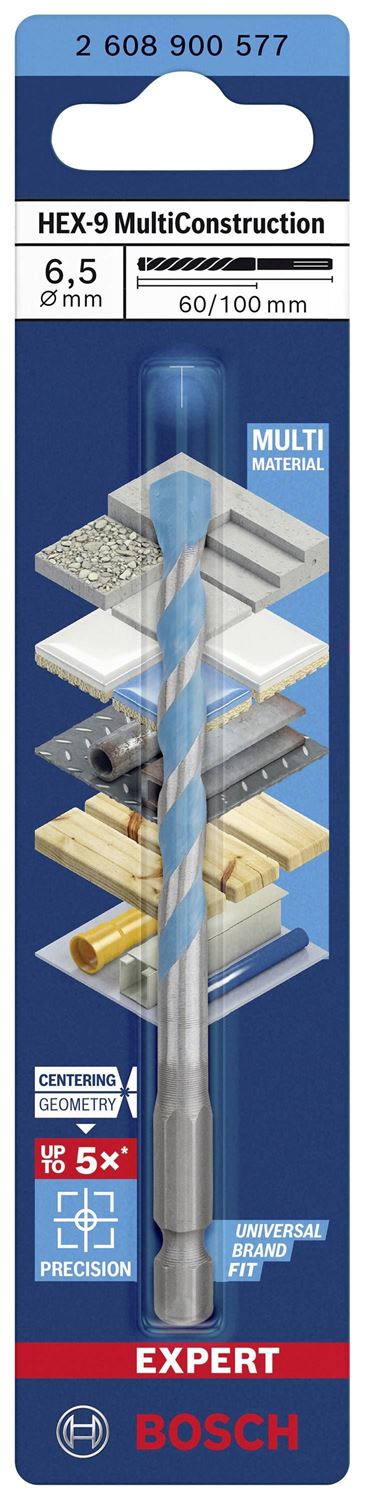 Снимка на EXPERT Универсално Свредло HEX-9 Multi Construction 6,5x60x100 mm,2608900577,Bosch