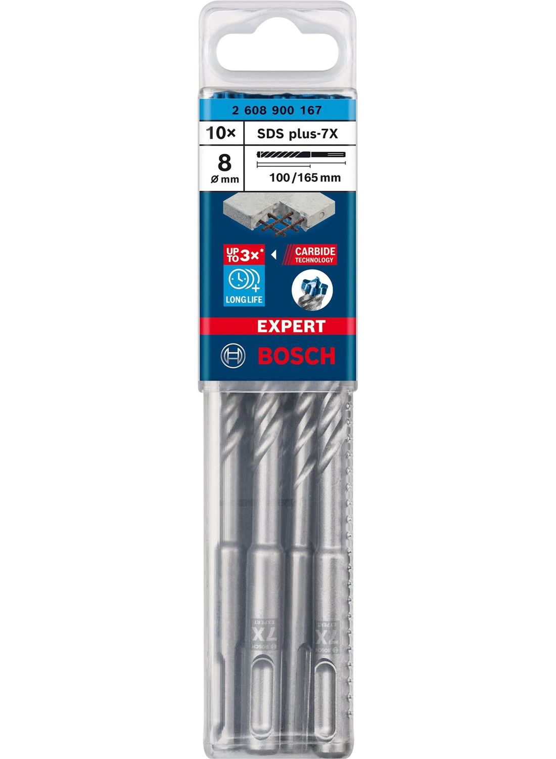 Снимка на EXPERT Свредлa SDS plus 7X  10 бр 8x100x165 mm,2608900167,Bosch