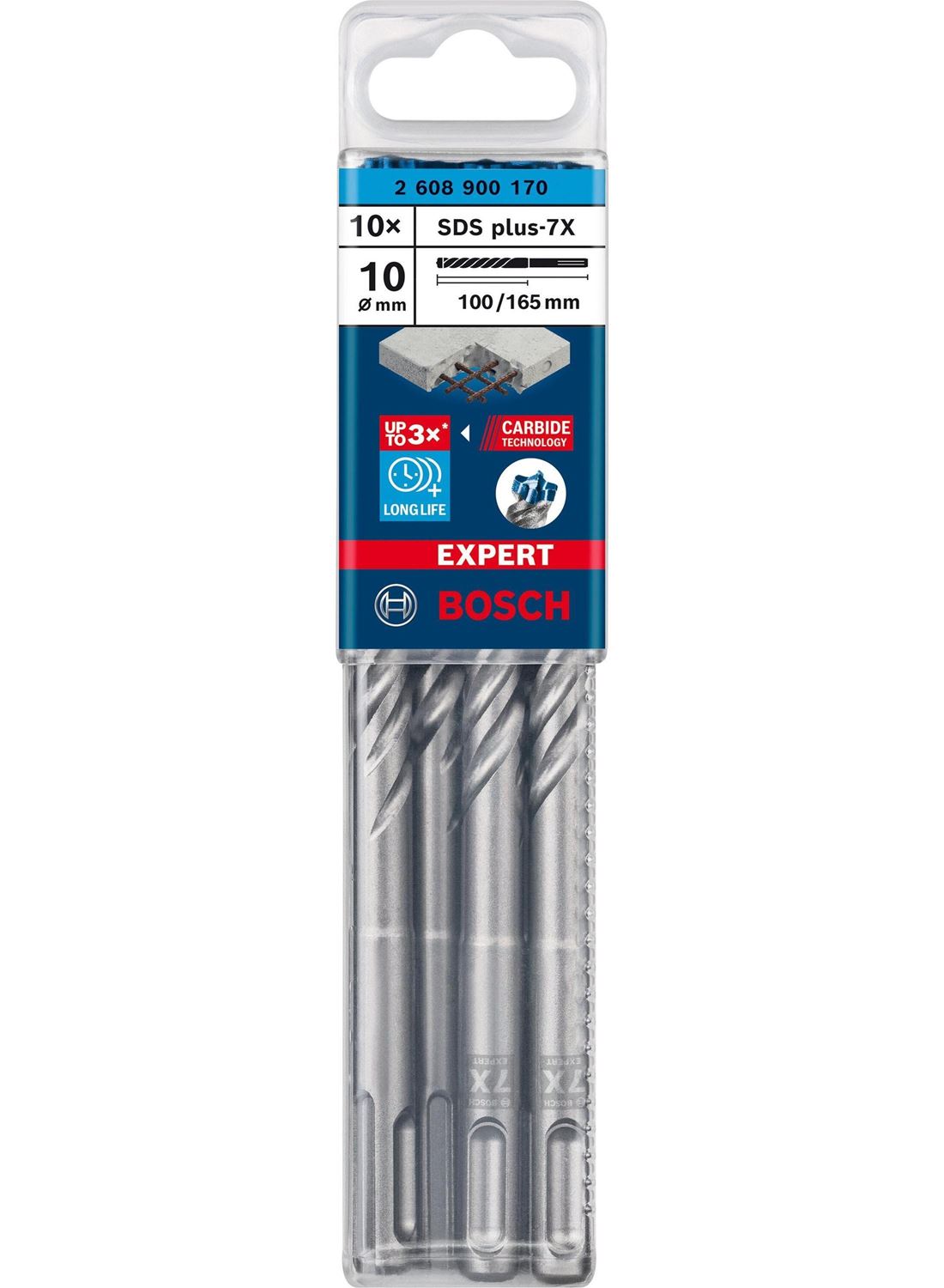 Снимка на EXPERT Свредлa SDS plus 7X  10 бр 10x100x165 mm,2608900170,Bosch