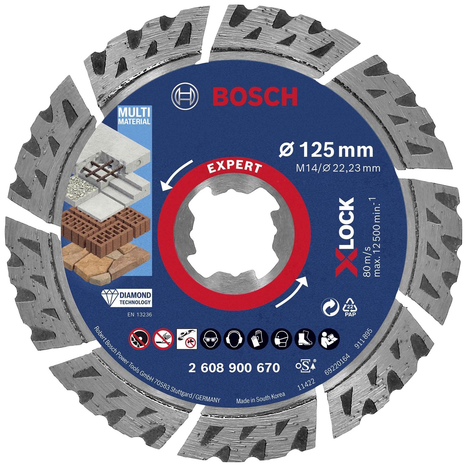 Снимка на EXPERT X-LOCK Диамантен диск Multi Material 125x22,23x2,2x12 mm,2608900670,Bosch