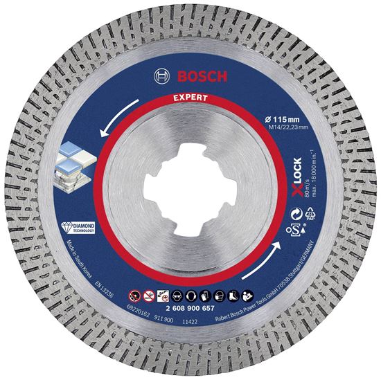 Снимка на EXPERT X-LOCK Диамантен диск Hard Ceramic 115x22,23x1,8 x10 mm,2608900657,Bosch