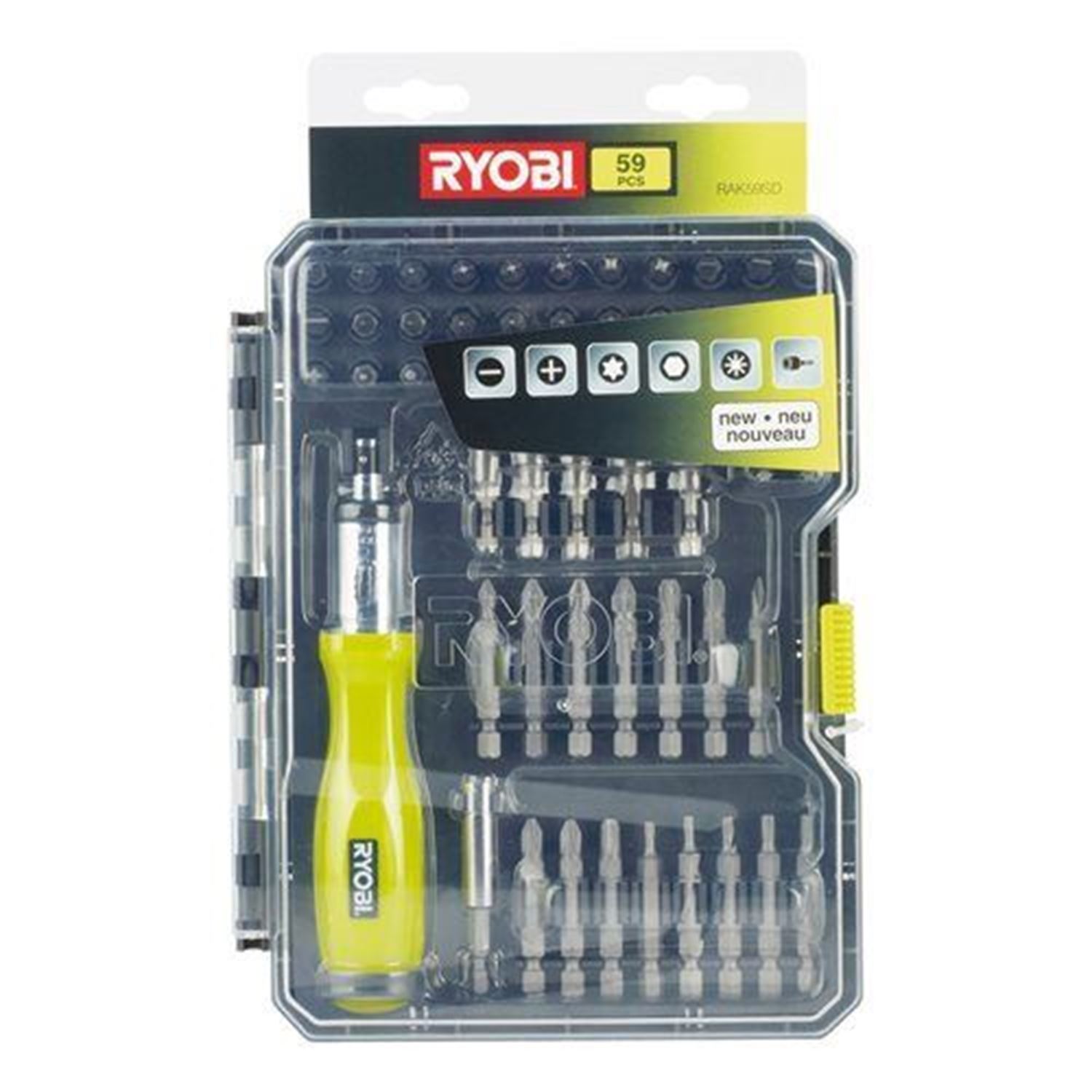 Снимка на Комплект битове с отвертка 59 части RAK59SD, 5132002251, Ryobi