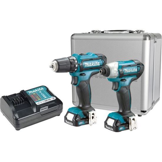 Снимка на Акумулаторен Винтоверт+Акумулаторен Гайковерт Makita 12V,CLX224X,куфар, 2 батерии х 1,5 Ah + зарядно