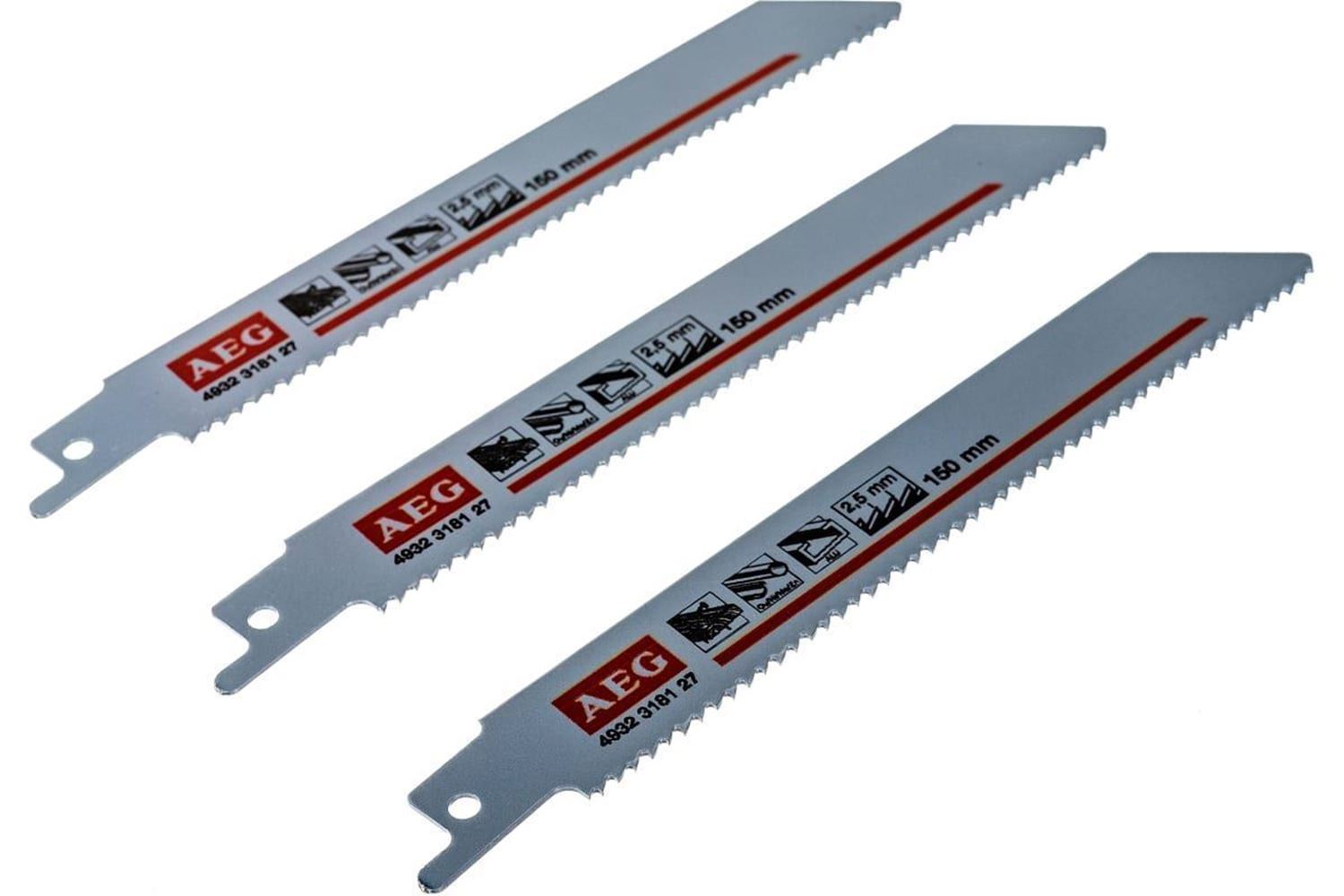 Снимка на Нож за саблен трион HCS 150x2.5 mm 3 бр., 4932318127, AEG