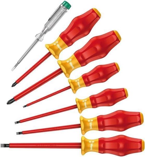 Снимка на Комплект отвертки WERA,1160 i/7 Safety screwdriver set Kraftform Comfort VDE с фазомер;05031575001