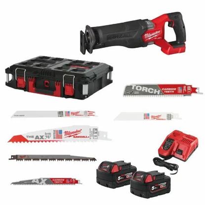 Снимка на Акумулаторен саблен трион MILWAUKEE M18FSZ100P-502P POWER PACK, 4933498242