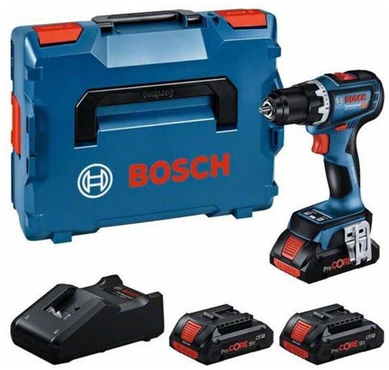 Снимка на Акумулаторен сет Винтоверт BOSCH GSR 18V-90C, 3 батерии X 4Ah, Зарядно, L-BOXX, 0615A5002R