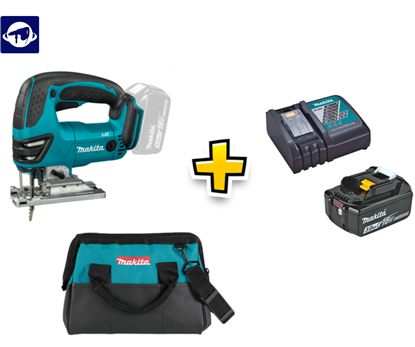 Снимка на Акумулаторен сет Makita!Трион DJV180ZX/SOLO/ + Батерия BL1830B 18V/3.0Ah + Зарядно DC18RC +Чанта за инструменти